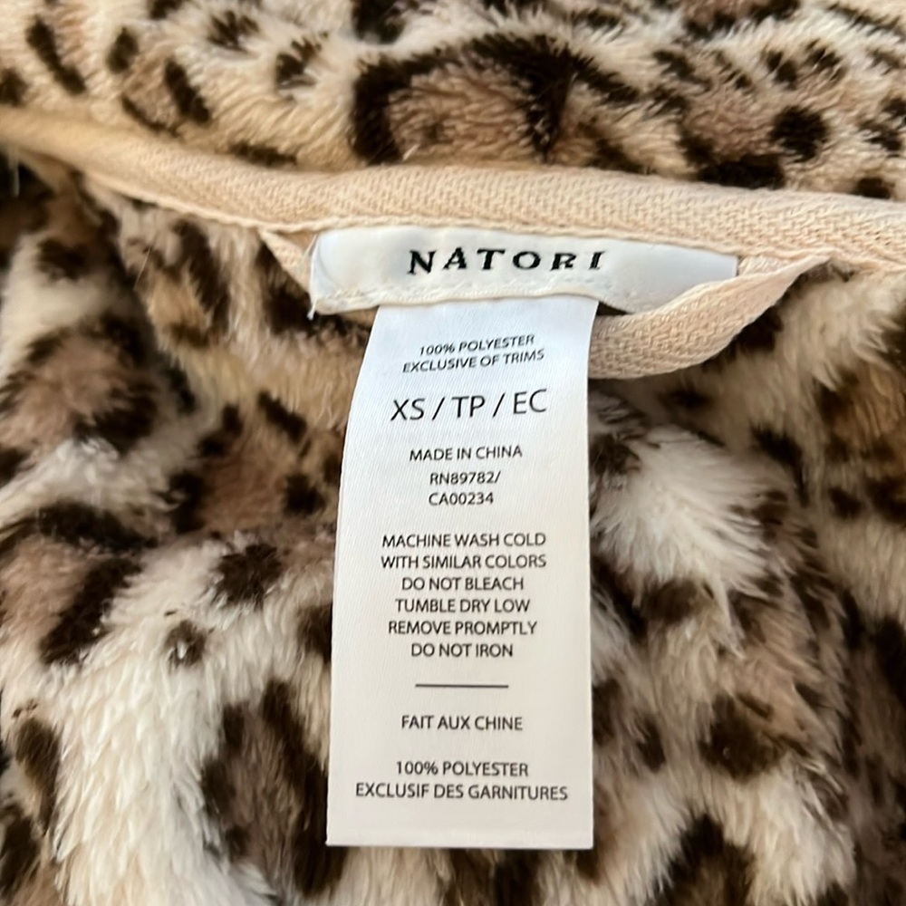 Natori Animal Print Faux Fur Robe Size XS NEW